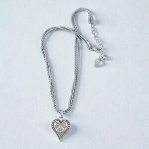 Brighton Ophelia Three Strand Heart Pendant Necklace Silver Plated Retired 16"